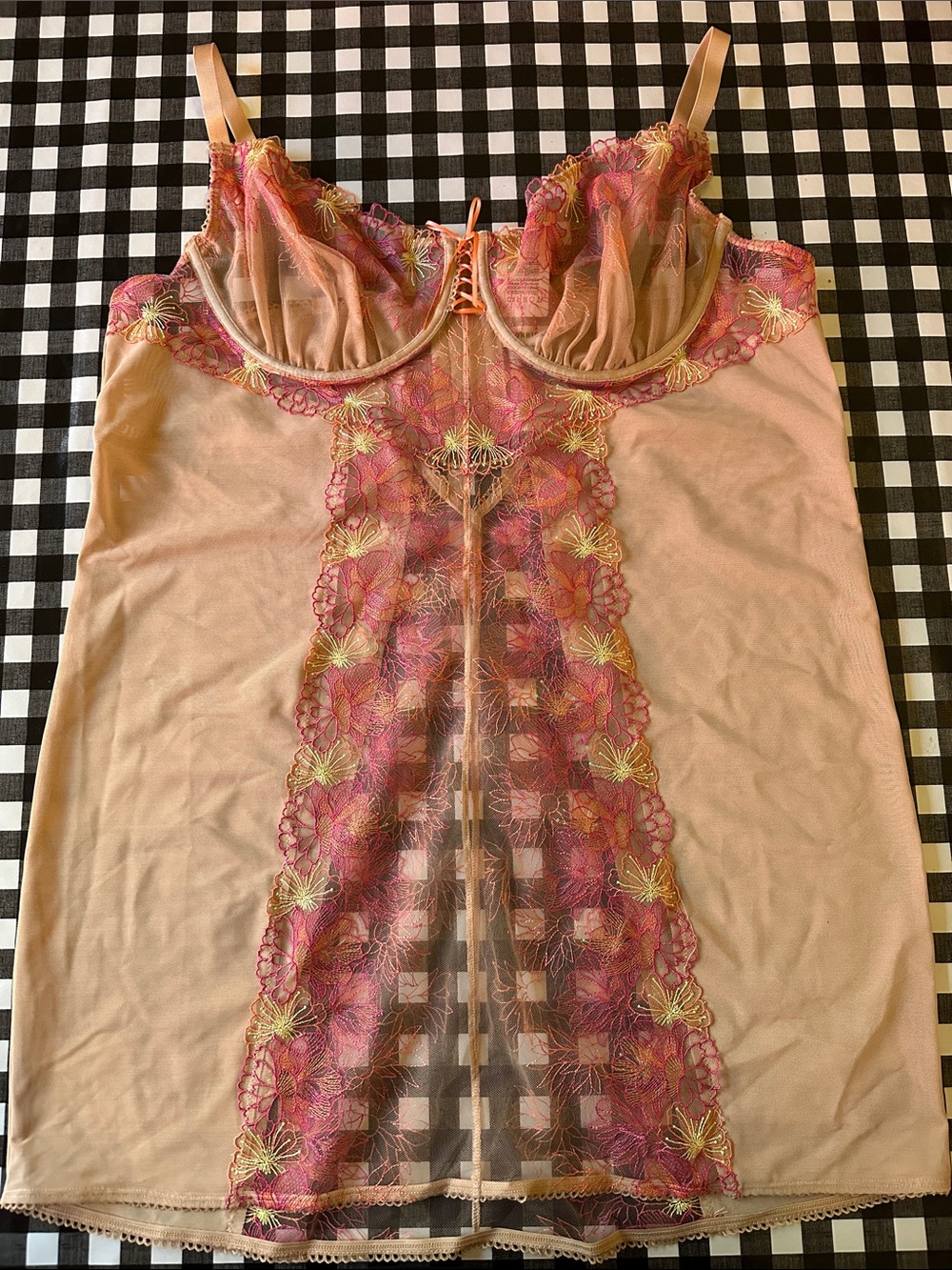 torrid Nude and Pink Embroidered Lace Chemise